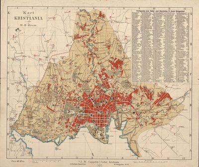 Map of Kristiania by Nicolay Solner Krum